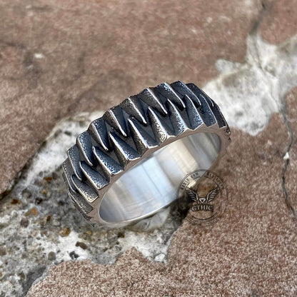 Sharp Teeth Stainless Steel Band Ring