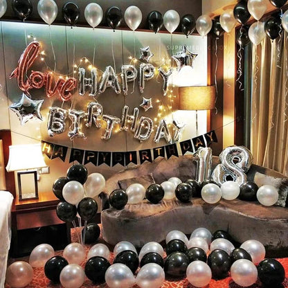 Silver Happy Birthday Balloons - Aluminum Foil Banner Balloon for Birthdays Party Decorations Supplies (16 Inch)