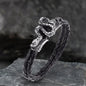 Silver Snake Stainless Steel Leather Bracelet