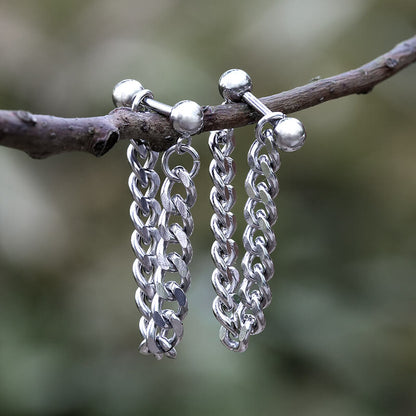 Simple Chain Design Front-back Stainless Steel Earrings