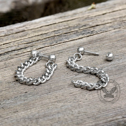 Simple Chain Design Front-back Stainless Steel Earrings