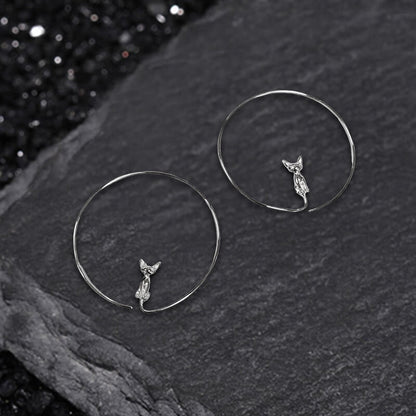 Simple Circle Angry Cat Copper Earrings