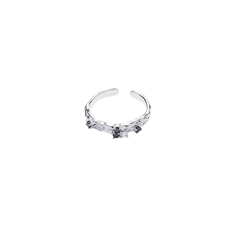 Simple Colorful Zircon Brass Open Ring
