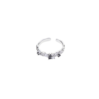 Simple Colorful Zircon Brass Open Ring