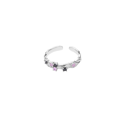 Simple Colorful Zircon Brass Open Ring