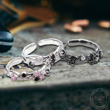Simple Colorful Zircon Brass Open Ring