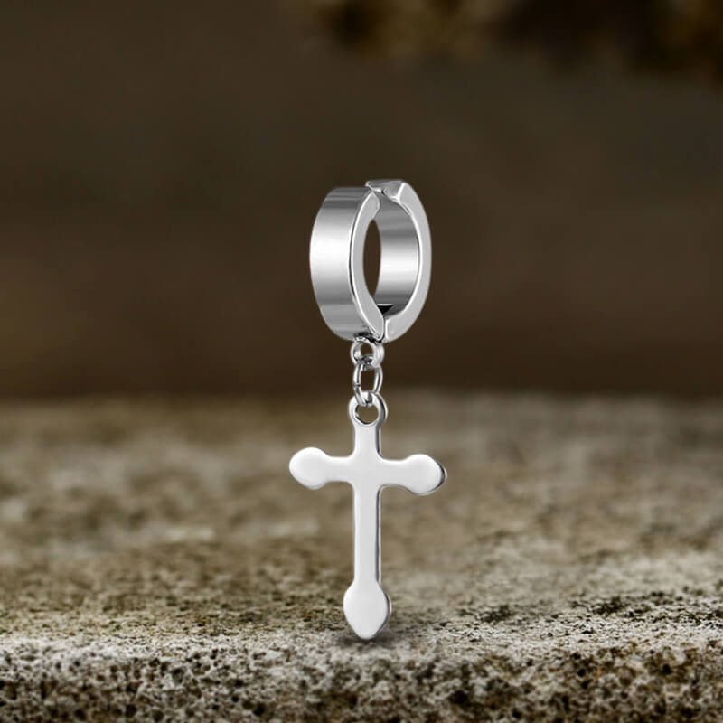 Simple Cross Design Stainless Steel Earrings