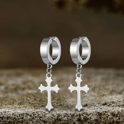 Simple Cross Design Stainless Steel Earrings