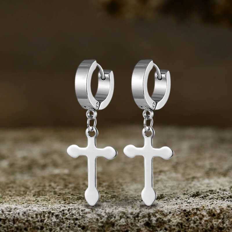 Simple Cross Design Stainless Steel Earrings