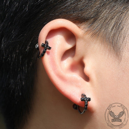 Simple Cross Zircon Brass Stud Earrings