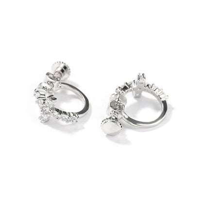 Simple Cross Zircon Brass Stud Earrings