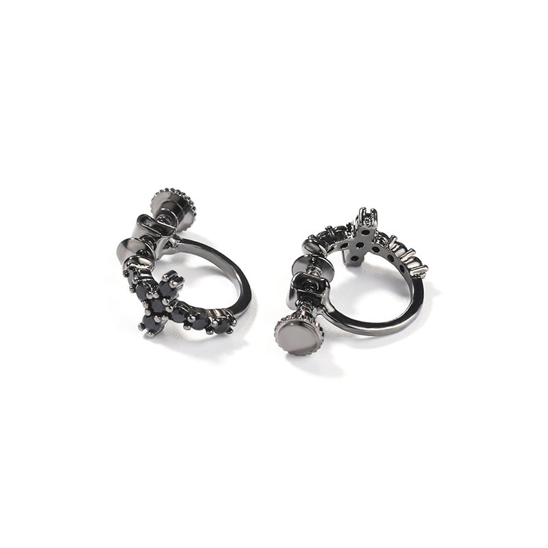 Simple Cross Zircon Brass Stud Earrings