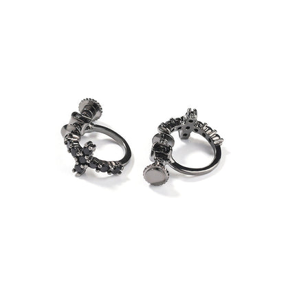 Simple Cross Zircon Brass Stud Earrings