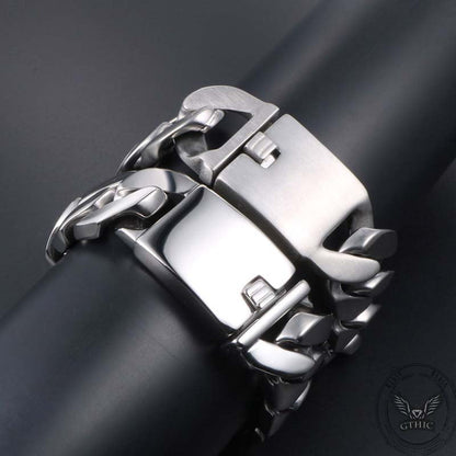 Simple Cuban Chain Buckle Stainless Steel Bracelet