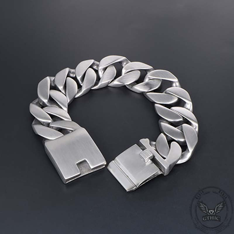 Simple Cuban Chain Buckle Stainless Steel Bracelet