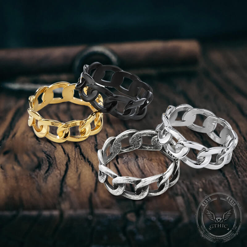 Simple Cuban Link Design Stainless Steel Ring