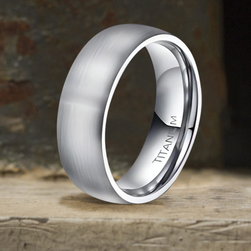 Simple Curved Brushed Titanium Engagement Ring