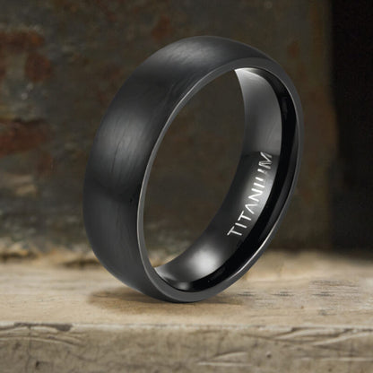 Simple Curved Brushed Titanium Engagement Ring