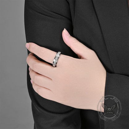 Simple Daisy Pattern Stainless Steel Spinner Ring
