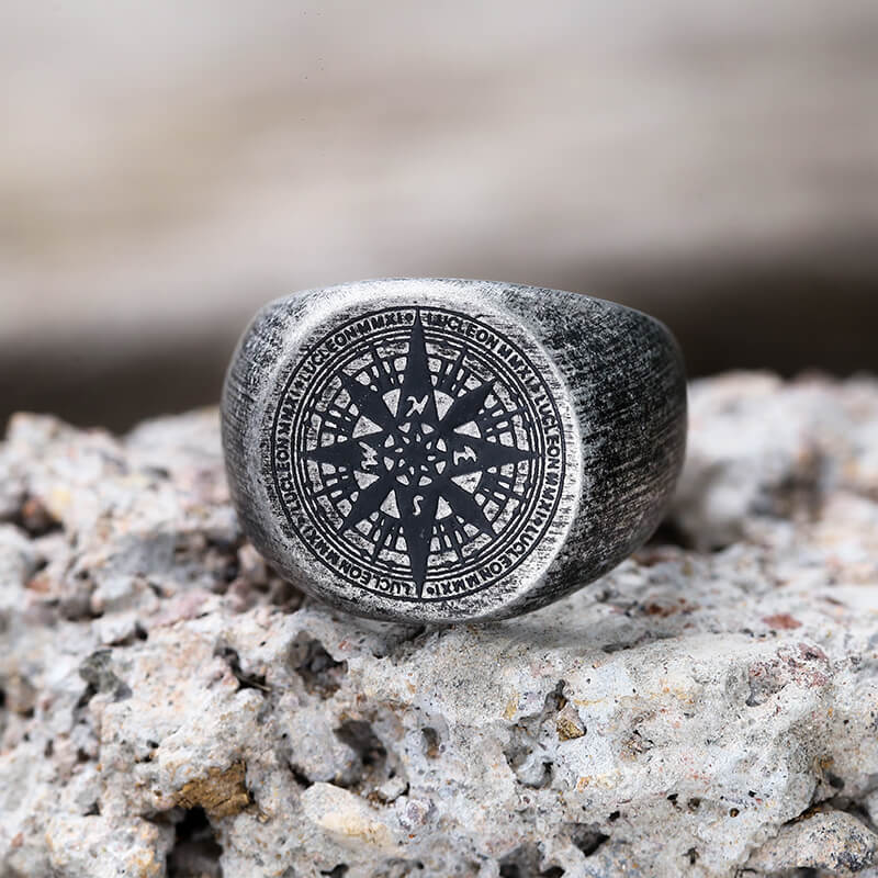 Simple Design Compass Stainless Steel Ring