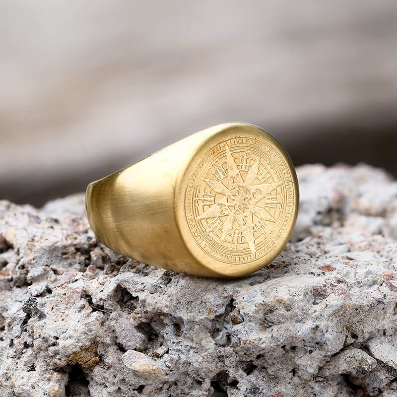 Simple Design Compass Stainless Steel Ring