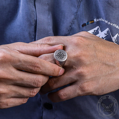 Simple Design Compass Stainless Steel Ring