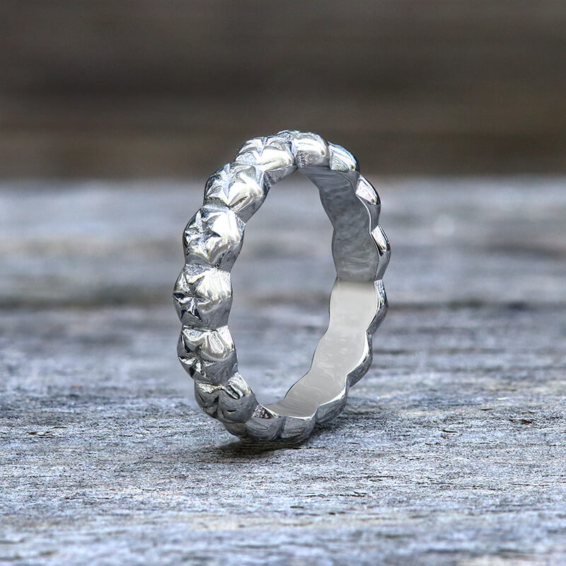 Simple Floral Stainless Steel Band Ring