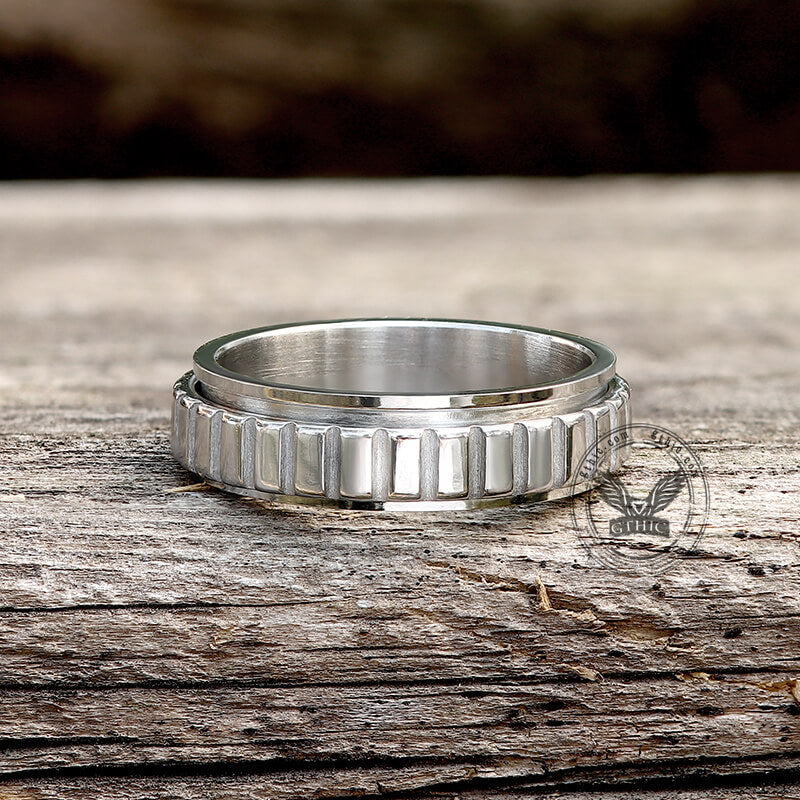 Simple Gear Stainless Steel Spinner Ring