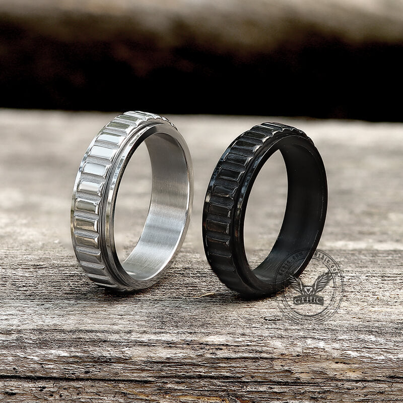 Simple Gear Stainless Steel Spinner Ring