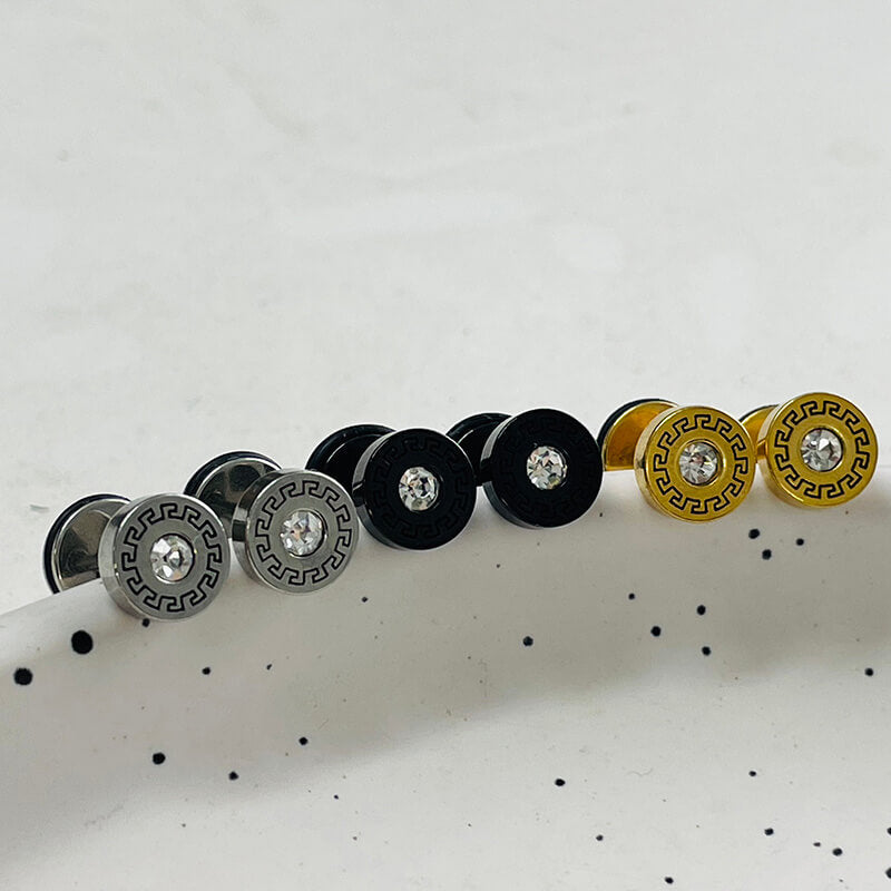 Simple Great Wall Pattern Stainless Steel Stud Earrings