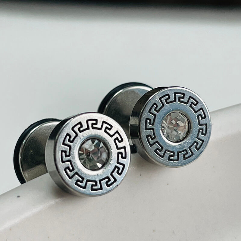 Simple Great Wall Pattern Stainless Steel Stud Earrings