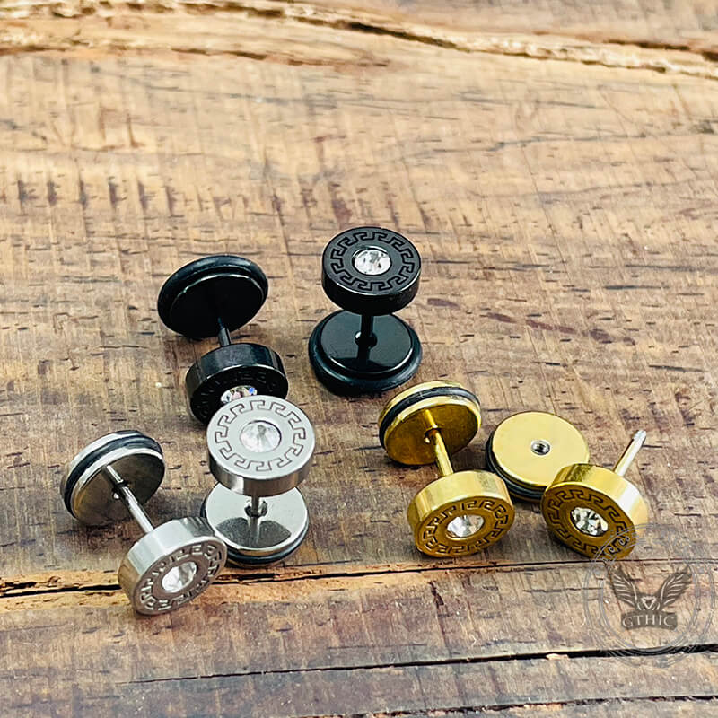 Simple Great Wall Pattern Stainless Steel Stud Earrings