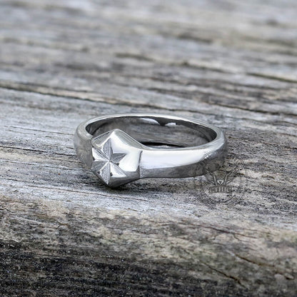 Simple Hexagon Flower Stainless Steel Ring