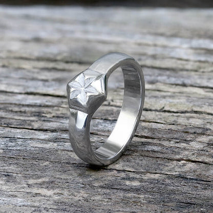 Simple Hexagon Flower Stainless Steel Ring