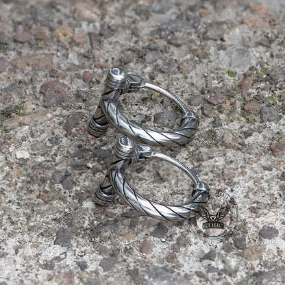 Simple Lines Stainless Steel Cross Hoop Earrings