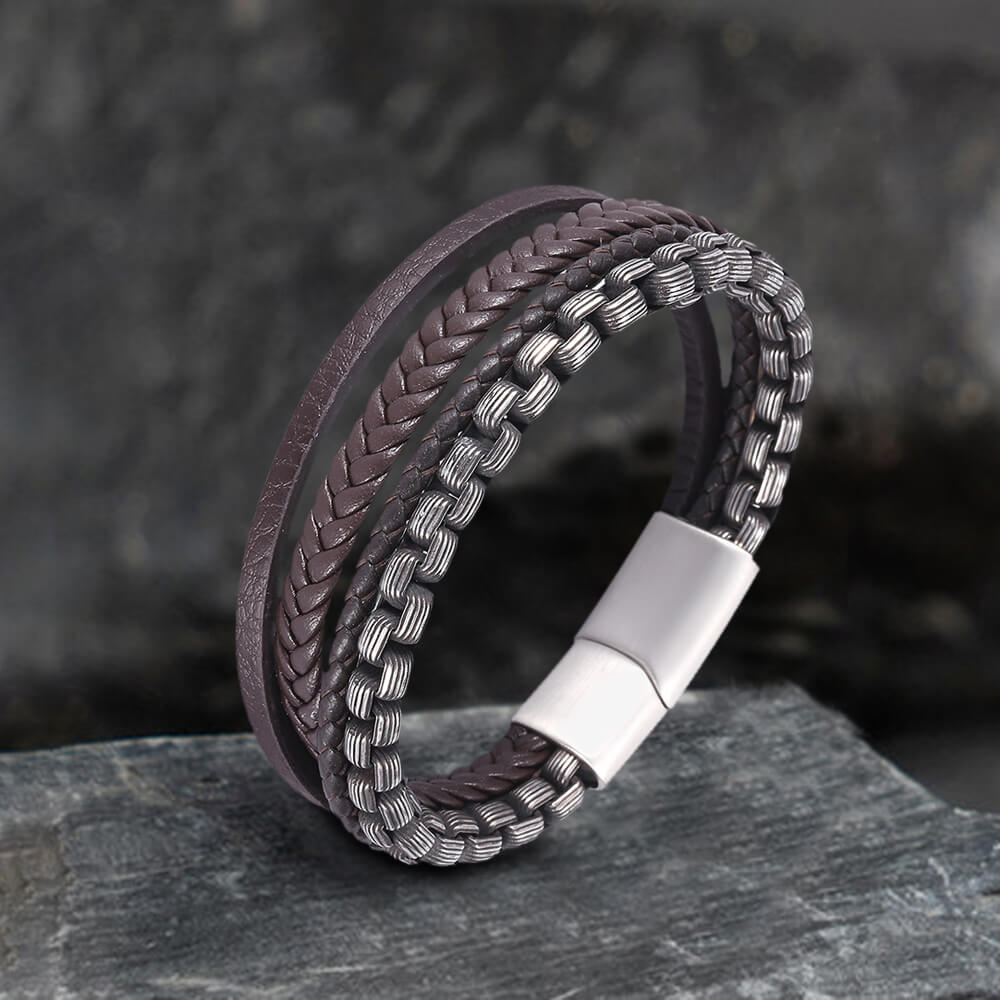 Simple Multi-layer Braided Stainless Steel Bracelet