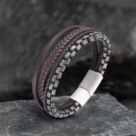 Simple Multi-layer Braided Stainless Steel Bracelet