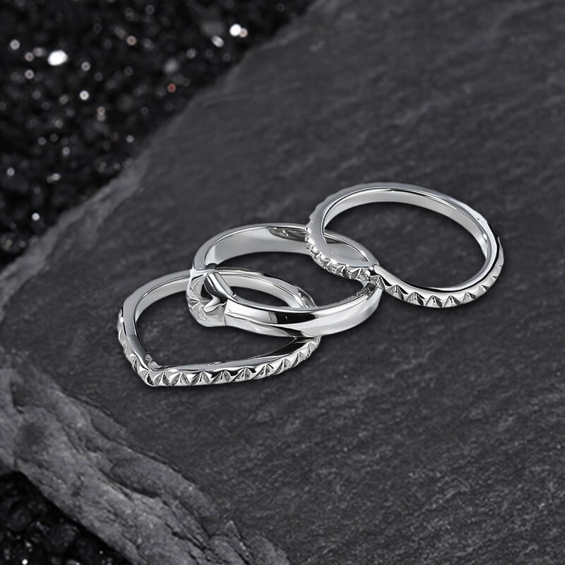 Simple Petal Stainless Steel Stacked Ring