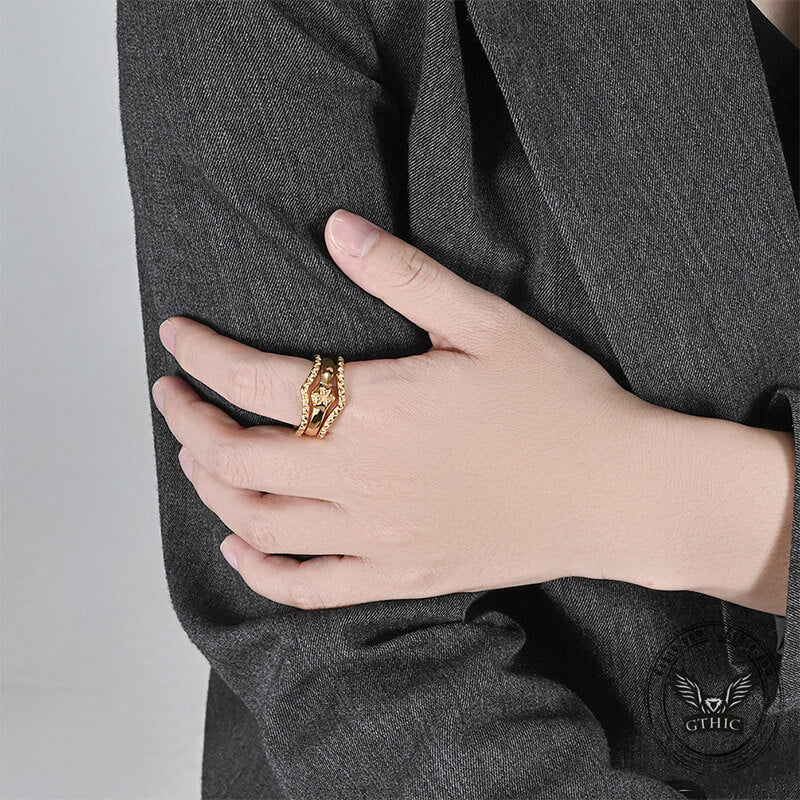 Simple Petal Stainless Steel Stacked Ring