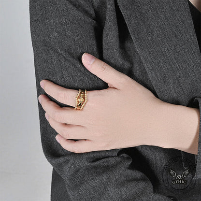 Simple Petal Stainless Steel Stacked Ring