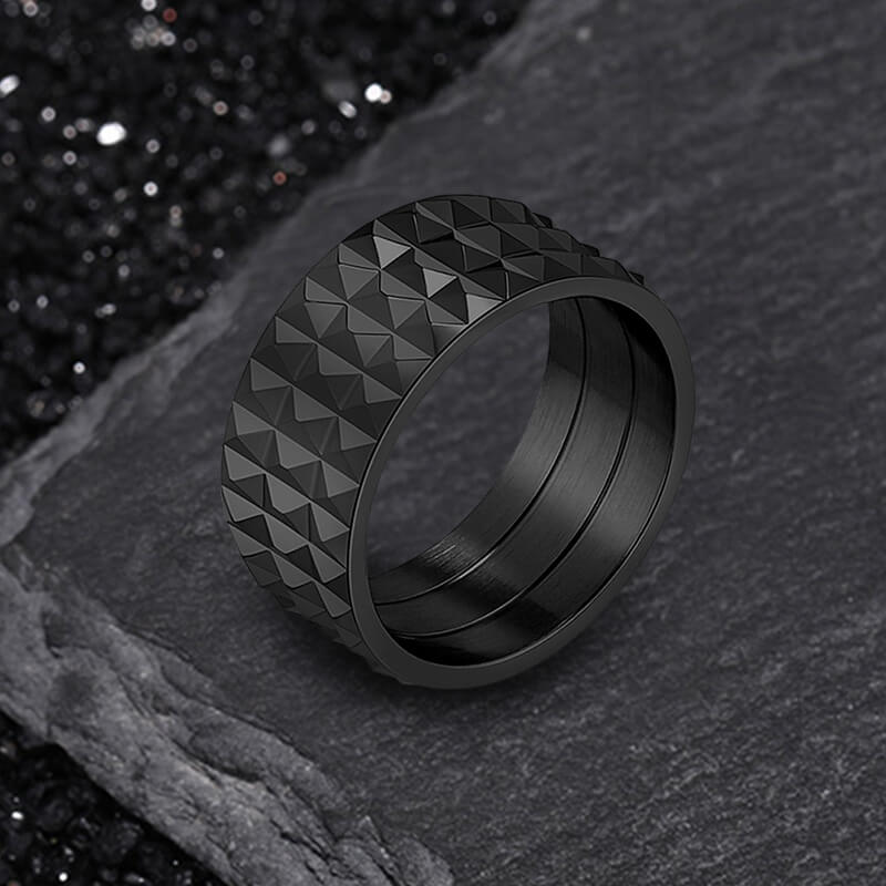 Simple Rhombus Pattern Stainless Steel Band Ring