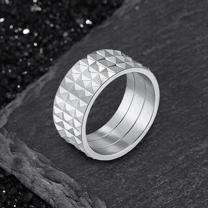Simple Rhombus Pattern Stainless Steel Band Ring