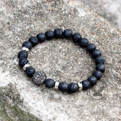 Simple Skull Volcanic Rock Stainless Steel Bracelet
