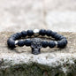 Simple Skull Volcanic Rock Stainless Steel Bracelet