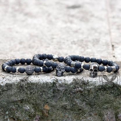 Simple Skull Volcanic Rock Stainless Steel Bracelet
