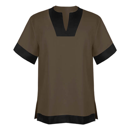 Simple Solid Color Slit Medieval Shirt