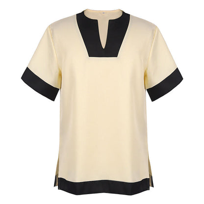 Simple Solid Color Slit Medieval Shirt