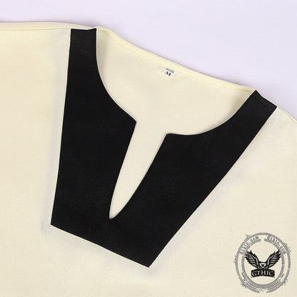 Simple Solid Color Slit Medieval Shirt