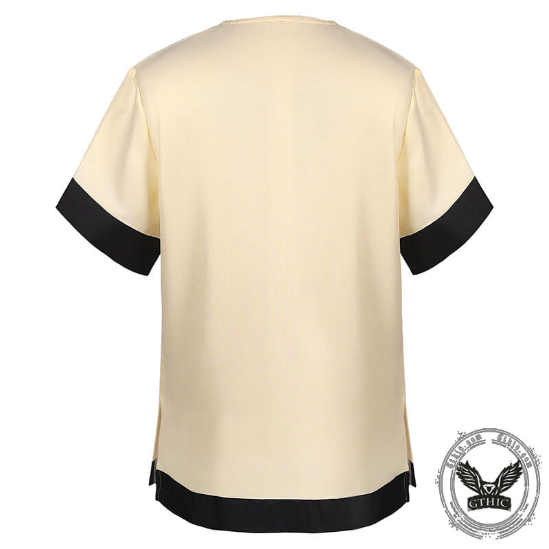 Simple Solid Color Slit Medieval Shirt