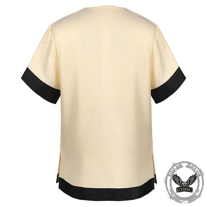 Simple Solid Color Slit Medieval Shirt